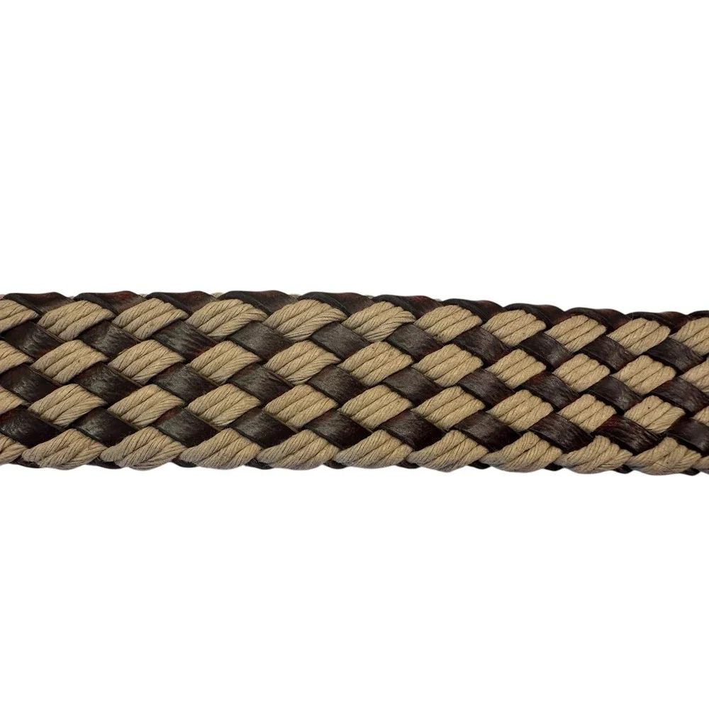 VTG Brighton Braided Brown Leather Belt Solid Brass Buckle Sz 34 Men's 90s‎ USA